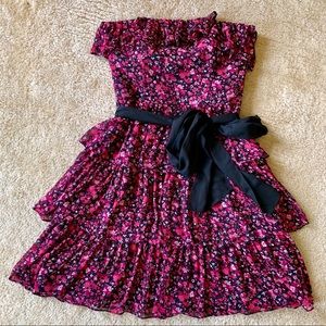 WHBM Ruffle Strapless Dress, Pink Floral